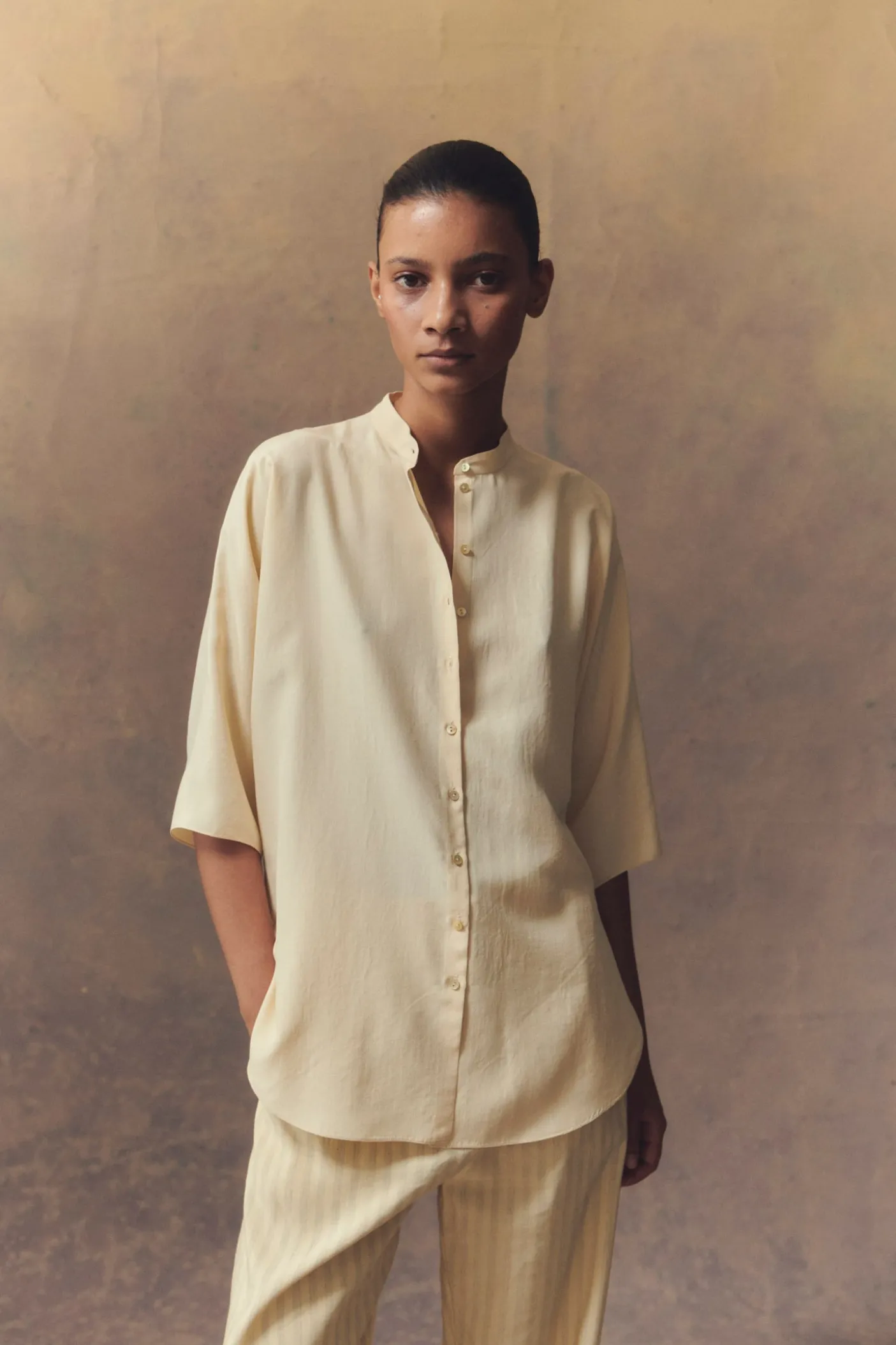 Alba, vanilla silk shirt
