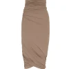 Alice, falda entallada en cupro stretch cocoa