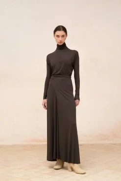 Alice, graphite stretch cupro dress
