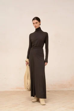Alice, graphite stretch cupro dress