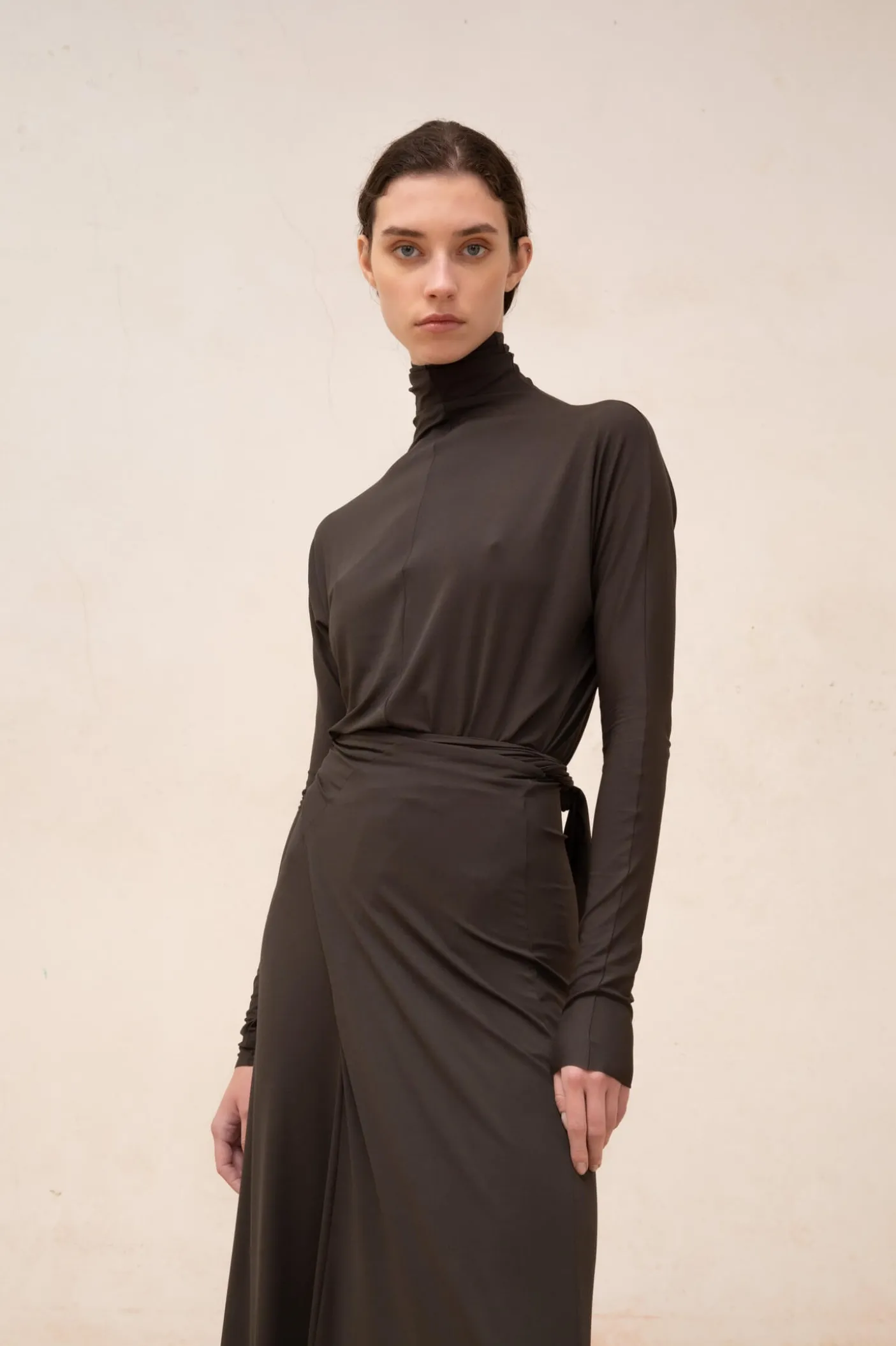 Alice, graphite stretch cupro dress