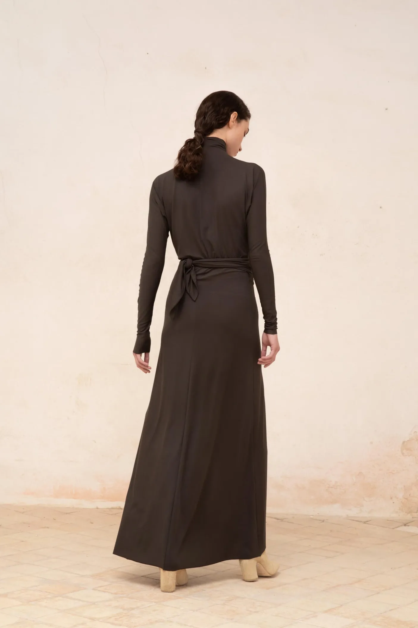 Alice, graphite stretch cupro dress
