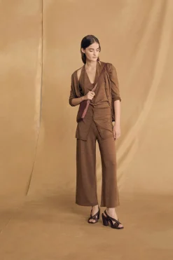 Alon, cinnamon linen and silk cardigan