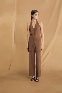 Alon, cinnamon linen and silk top