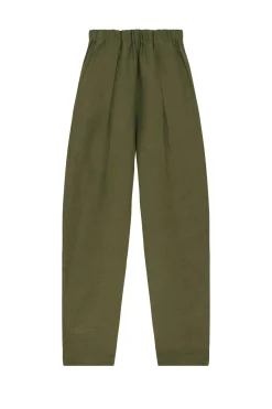 Ama, pantalón en lino y seda verde