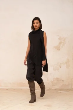 Ama, pantalon en lino y seda negro