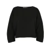 Amelia, loose top in black linen and silk