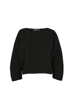 Amelia, loose top in black linen and silk