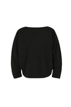 Amelia, loose top in black linen and silk