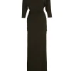 Anghela, dark green draped dress