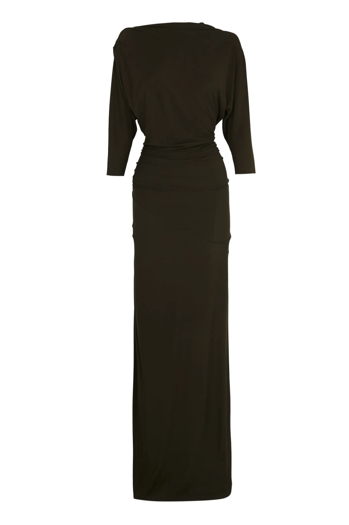 Anghela, dark green draped dress