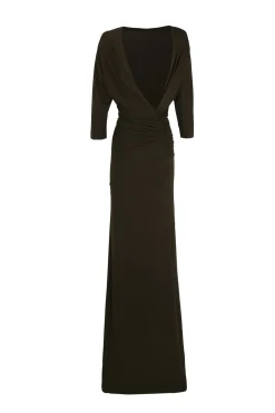 Anghela, dark green draped dress