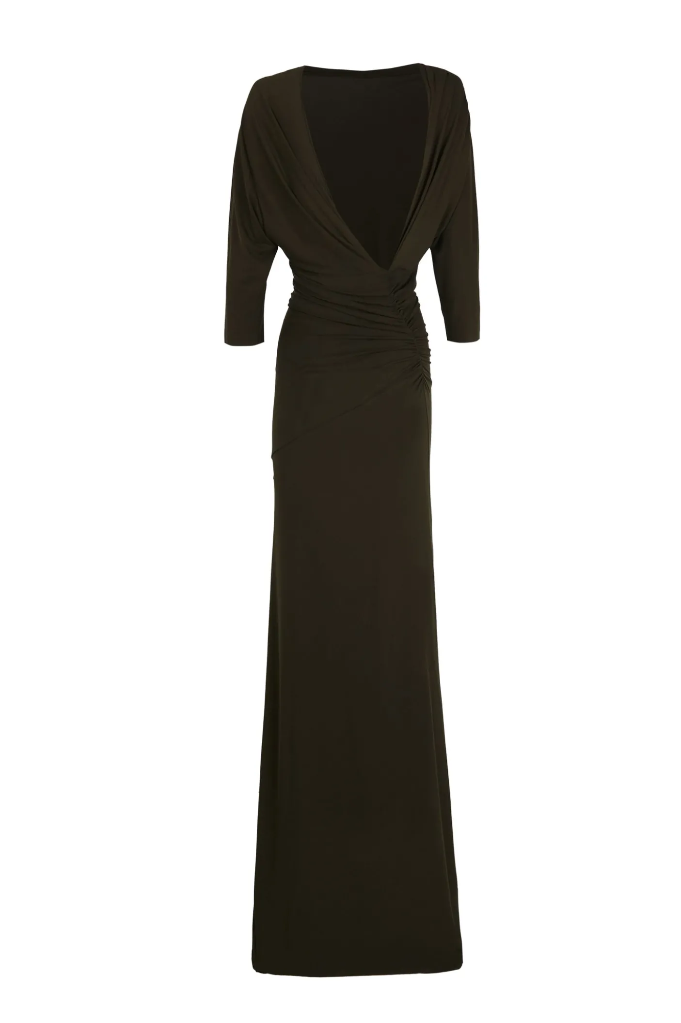 Anghela, dark green draped dress