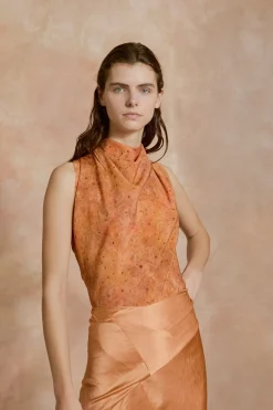Anja, sora print silk top