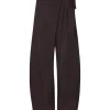 Arco, pantalon en lino y cupro burdeos