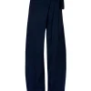 Arco, pantalon en lino y cupro azul intenso