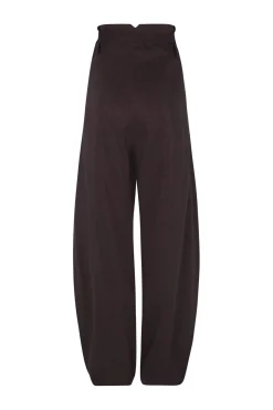 Arco, pantalon en lino y cupro burdeos
