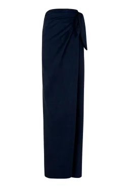 Arco, skirt in deep blue linen and cupro