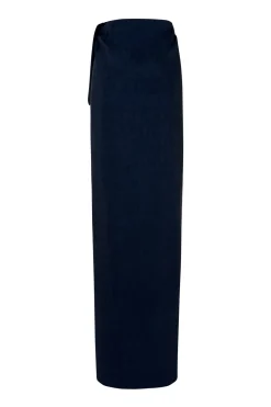 Arco, skirt in deep blue linen and cupro