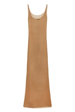 Aura, vestido de tirantes en seda bronce
