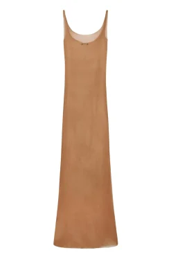Aura, vestido de tirantes en seda bronce