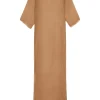 Aurora, vestido largo en seda bronce