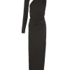Babar, vestido asimetrico en cupro stretch grafito