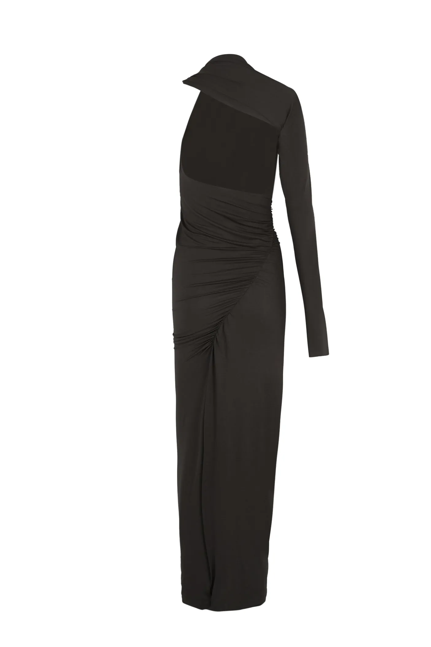 Babar, vestido asimetrico en cupro stretch grafito