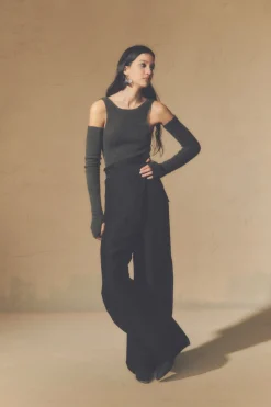 Bachata, black linen and silk pants