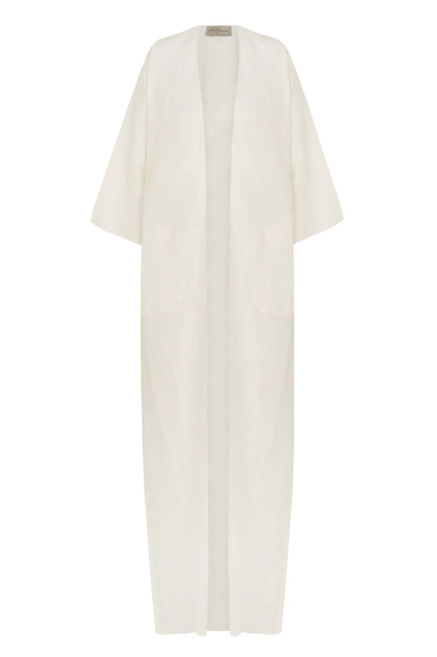 Bambina, long coat in ivory linen