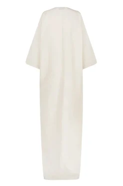 Bambina, long coat in ivory linen