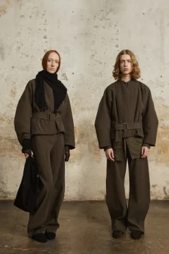 Bawa, brown jacket with belt