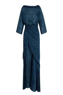 Blues, Tokyo print dress in ramie