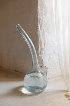 Calabaza, jarrón de vidrio soplado verde