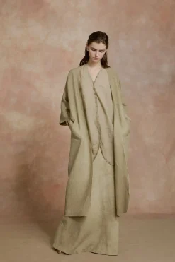 Cali, fade green linen skirt