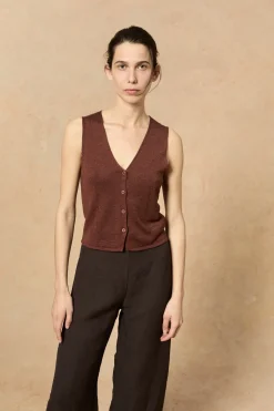 Canton, maroon knitted waistcoat