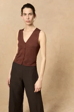 Canton, maroon knitted waistcoat