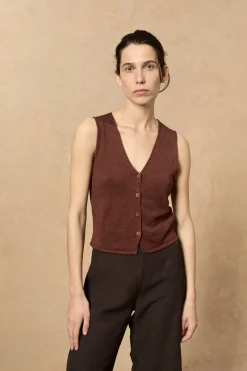 Canton, maroon knitted waistcoat