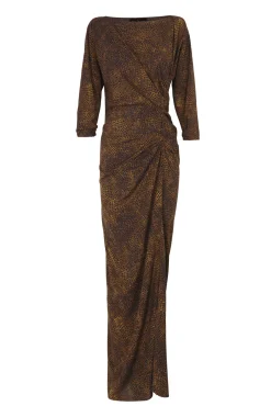 Carey, long animal print silk dress