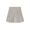 Cleo, pantalon corto en lino y seda a rayas verdes