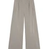 Cleo, pantalon en lino y seda a rayas verdes