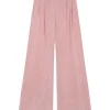 Cleo, pantalon en lino y seda a rayas rojas