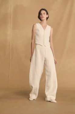 Costa, ivory linen pants