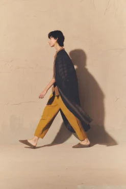 Dakota, pantalón en lino y lana virgen cúrcuma