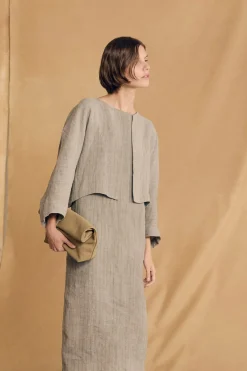 Delhi L, clutch grande de cuero verde musgo