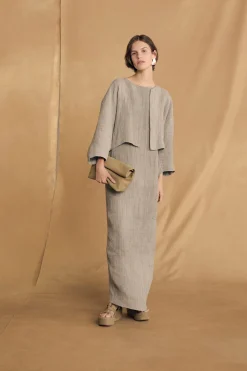Delhi L, clutch grande de cuero verde musgo