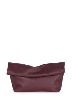 Delhi L, clutch grande en cuero burdeos