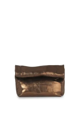 Delhi S, clutch de cuero bronce oscuro