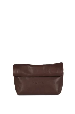 Delhi S, clutch de cuero granate oscuro