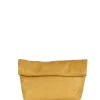 Delhi S, clutch de cuero mostaza